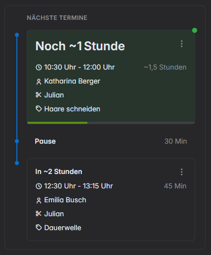 Online terminplaner dashboard termin uebersicht
