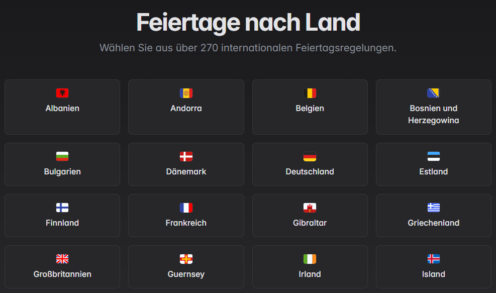 Online terminplaner feiertage