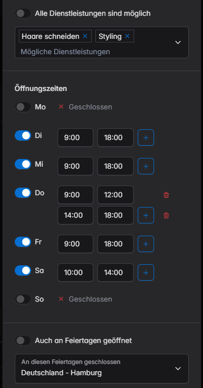 Online terminplaner ressourcen oeffnungszeiten und dienstleistungen